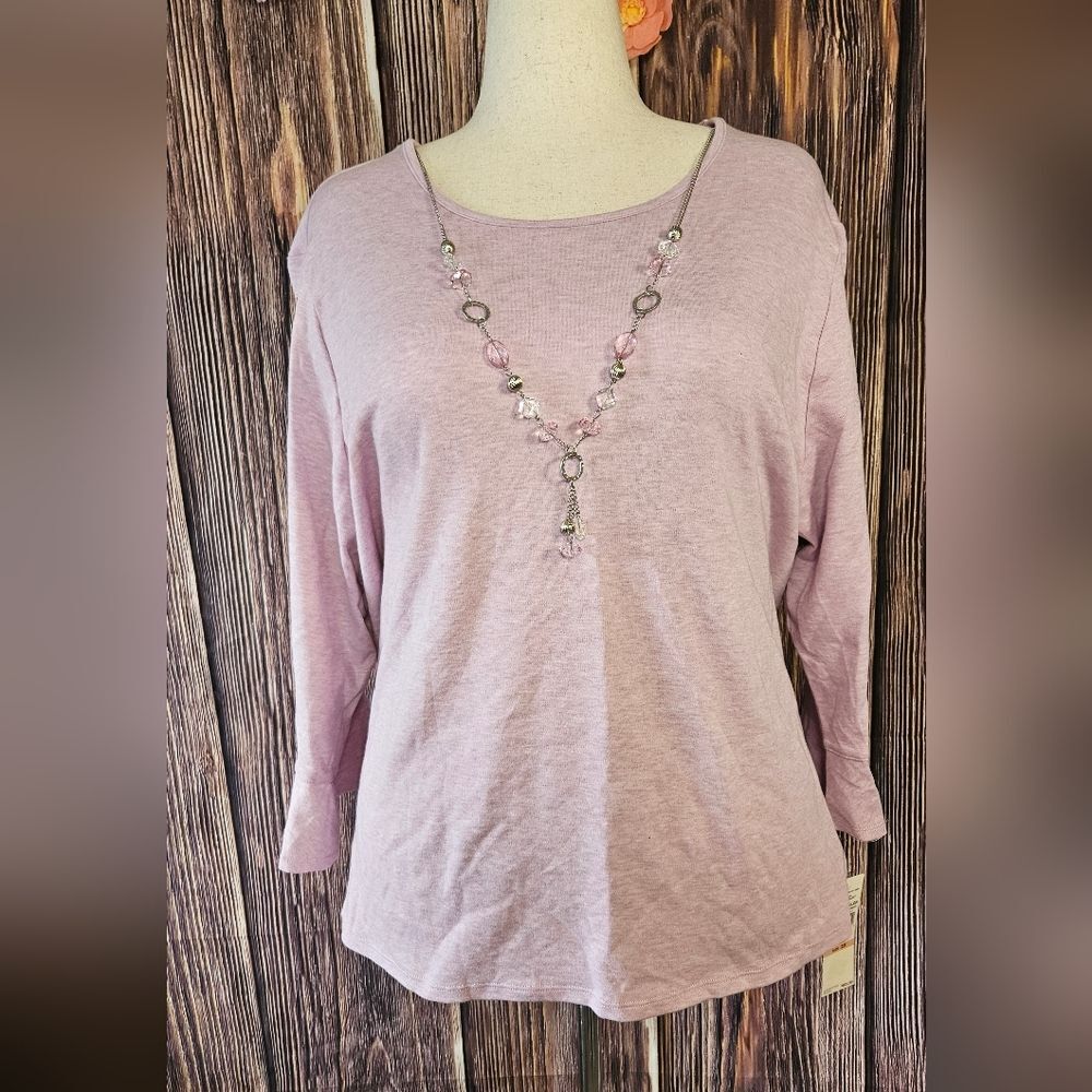 NWT Alfred Dunner Swiss Chalet Embroidered Knit Top Plus Size 2X
